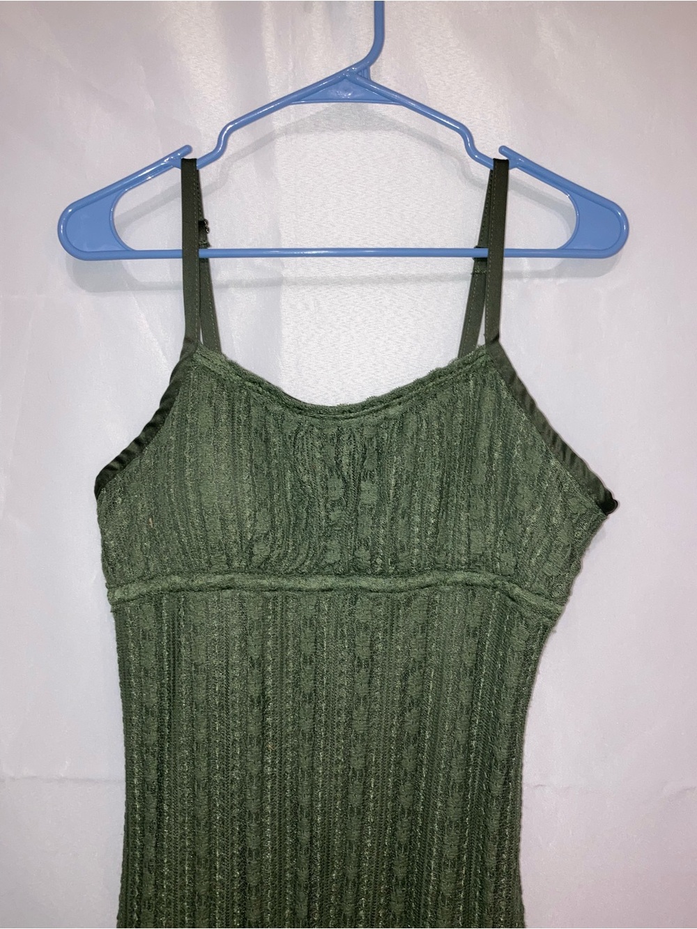 No Boundaries Olive Green High-Low Spaghetti Strap Dress - Picture 3 of 5